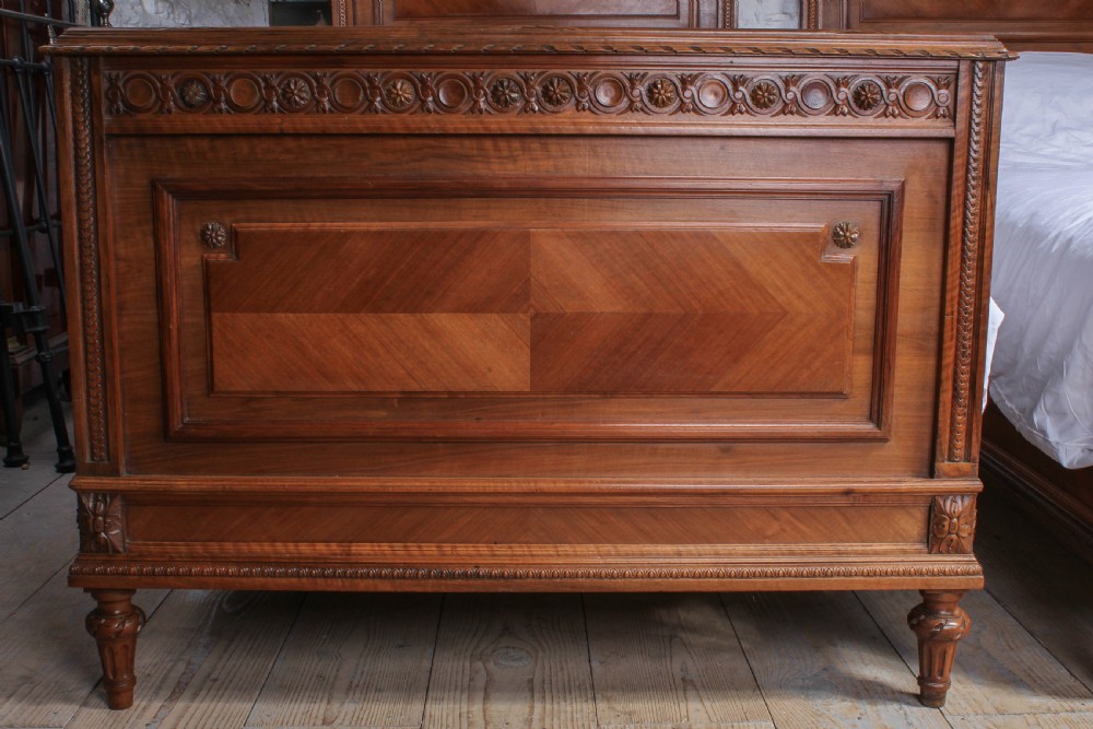 Handsome pair of large single French walnut beds View III