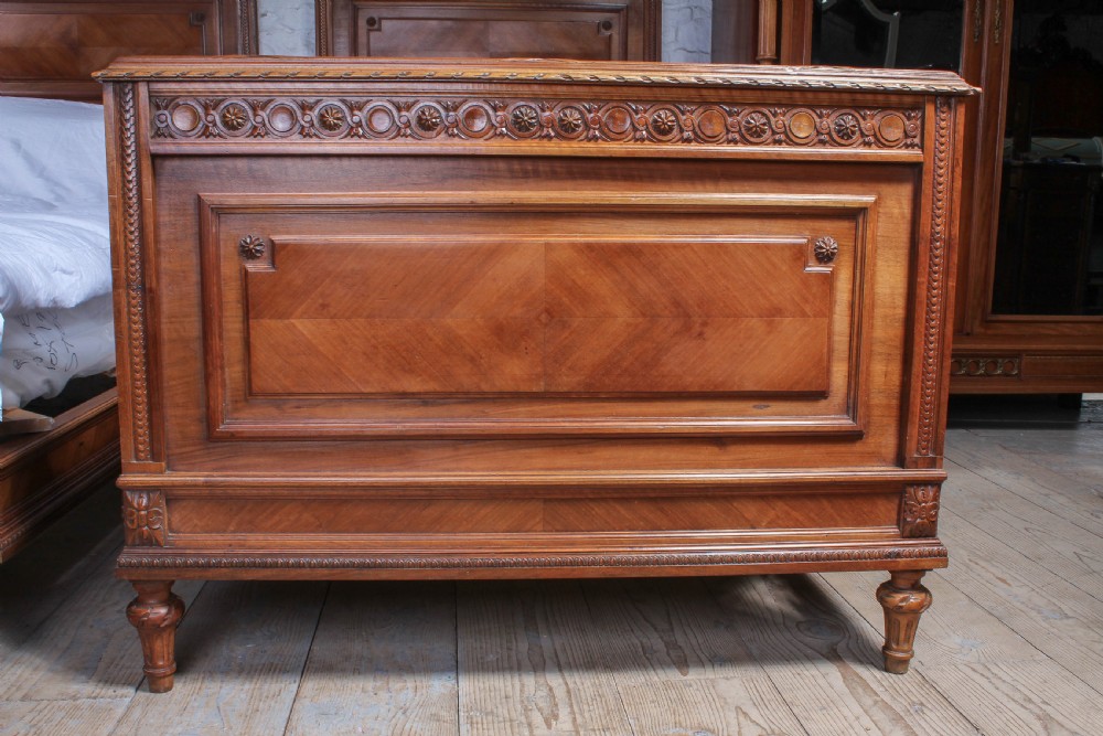 Handsome pair of large single French walnut beds View V