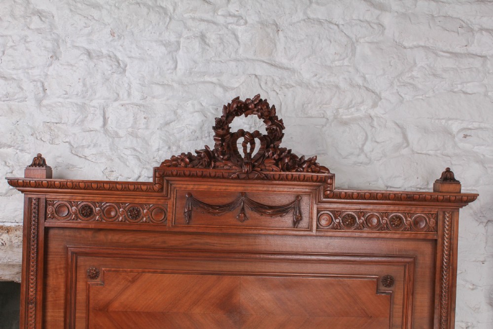Handsome pair of large single French walnut beds View VIII