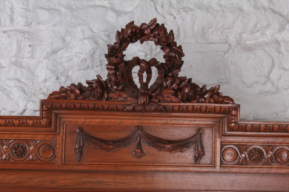 Handsome pair of large single French walnut beds View IX