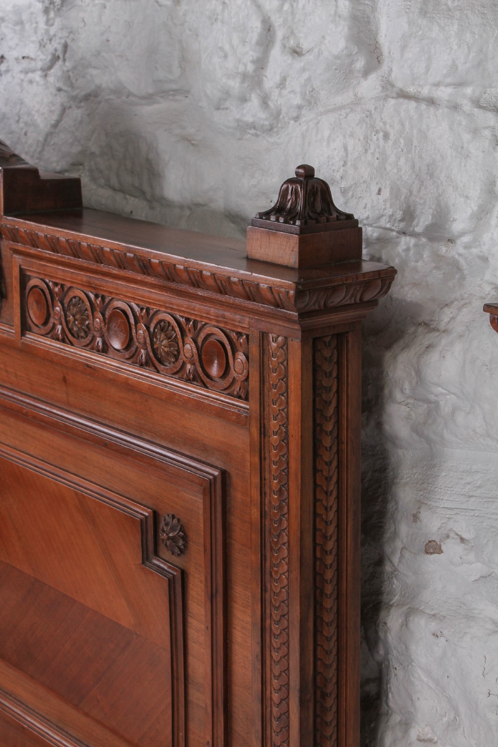 Handsome pair of large single French walnut beds View X