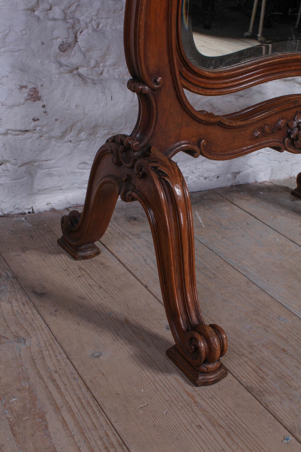 Louis XV style walnut Cheval mirror View IV