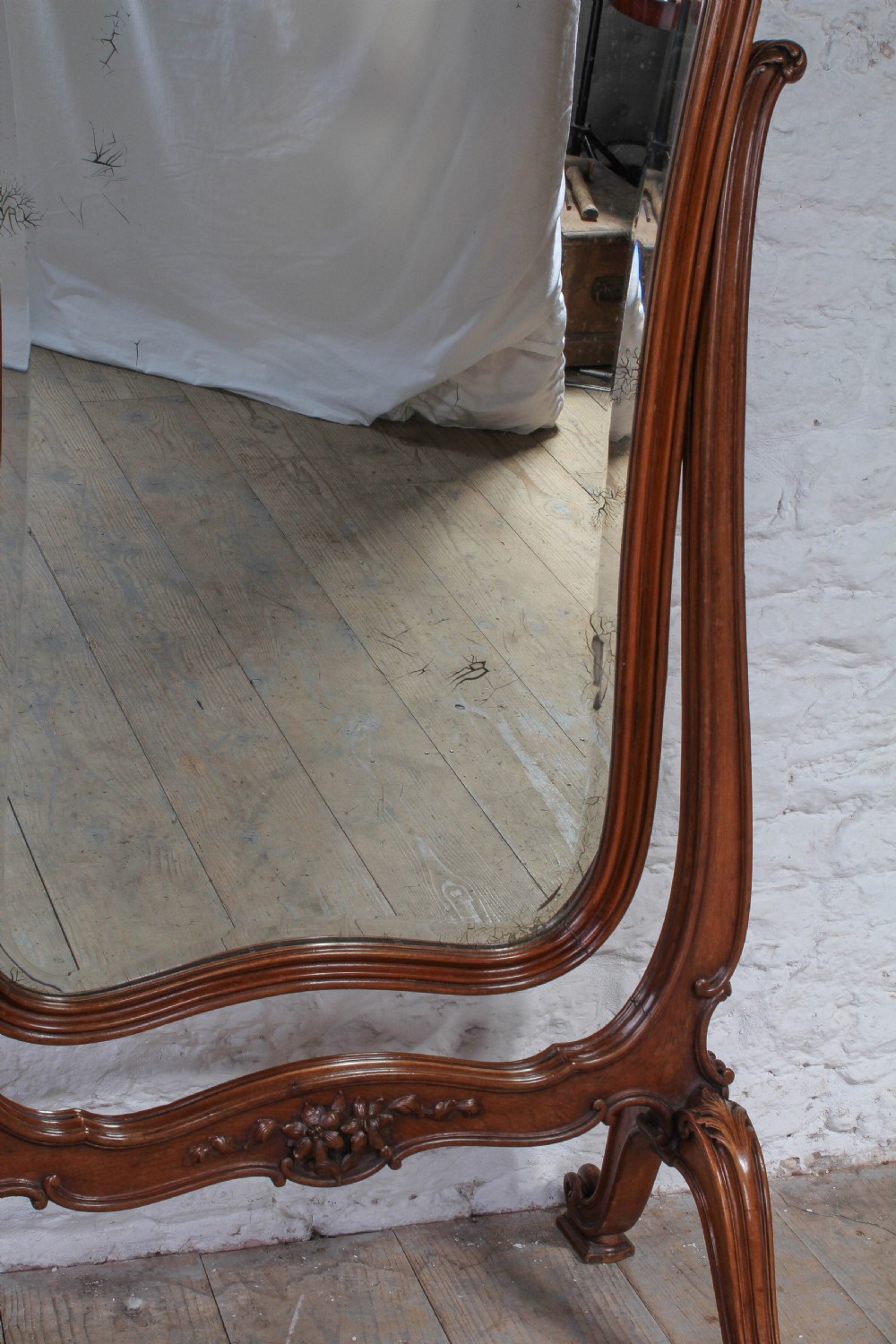 Louis XV style walnut Cheval mirror View IX
