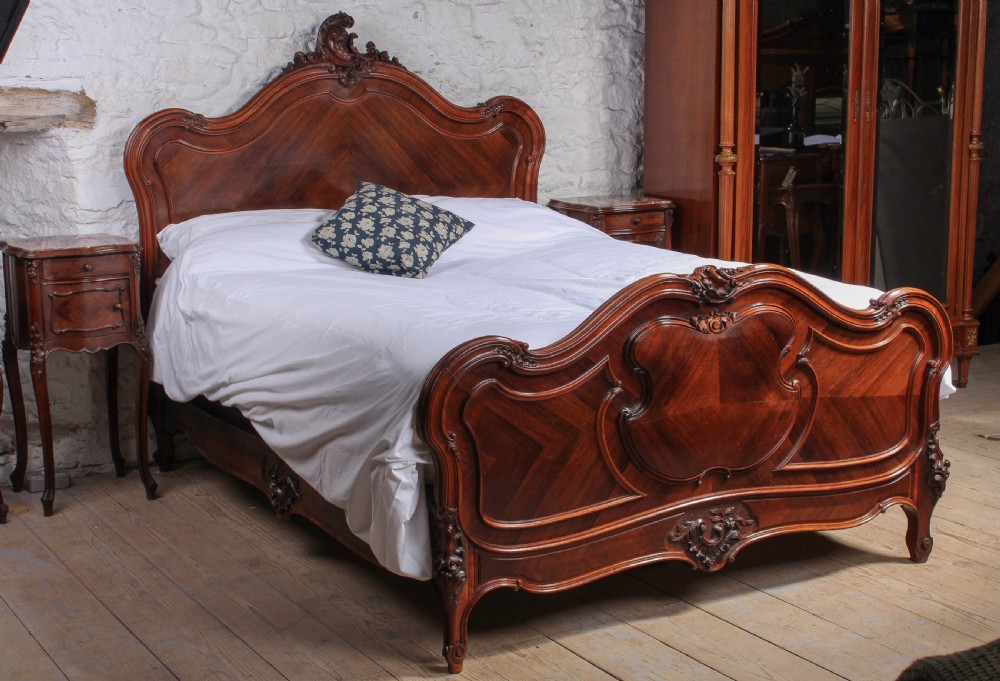 Very beautiful Rosewood Louis XV style king size bed and matching bedsides