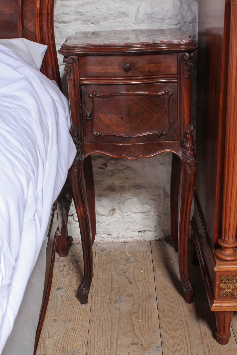 Very beautiful Rosewood Louis XV style king size bed and matching bedsides View XI