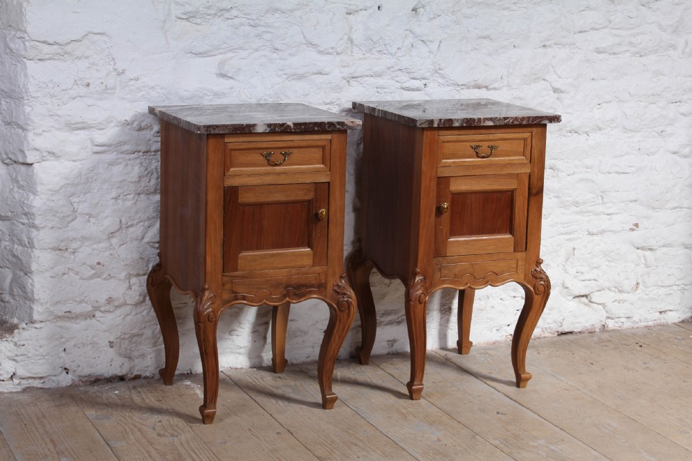 Solid walnut Louis XV style bedsides