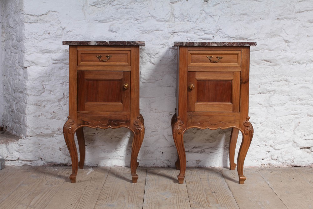 Solid walnut Louis XV style bedsides View II