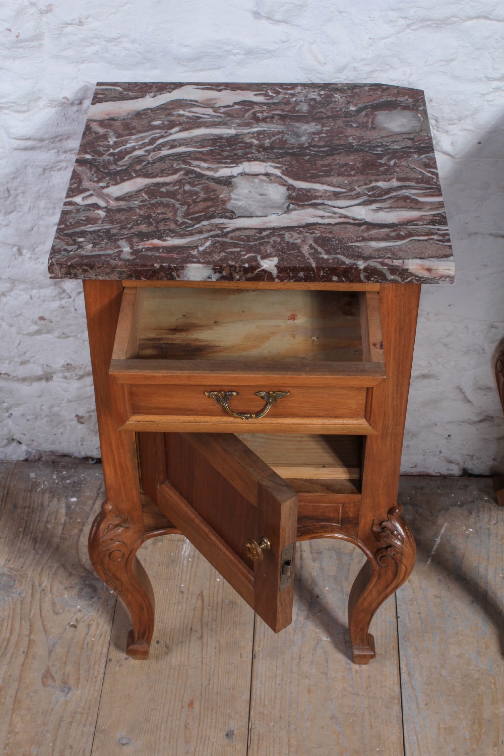 Solid walnut Louis XV style bedsides View V