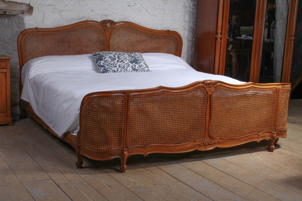 Fabulous French 2m x 2m caned corbeille style bed