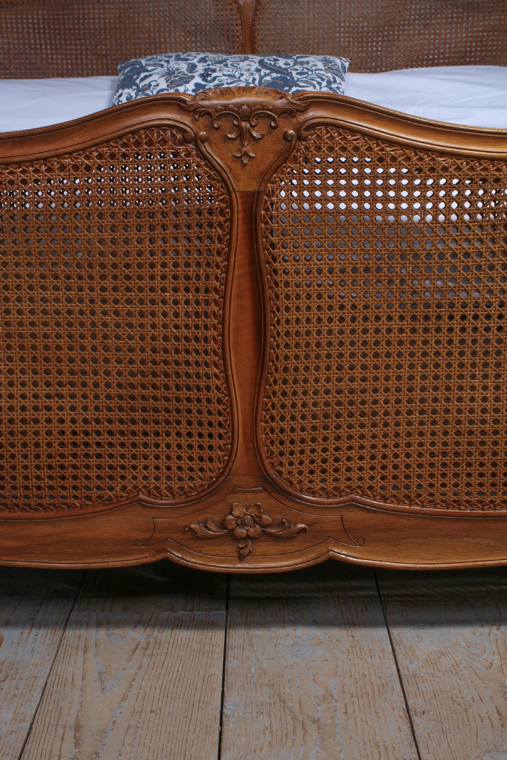 Fabulous French 2m x 2m caned corbeille style bed View II