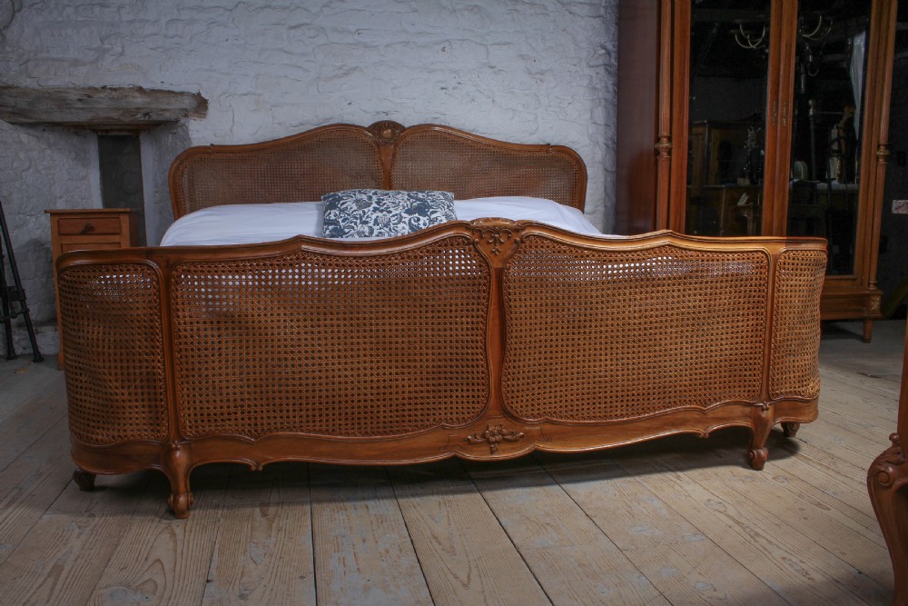 Fabulous French 2m x 2m caned corbeille style bed View III