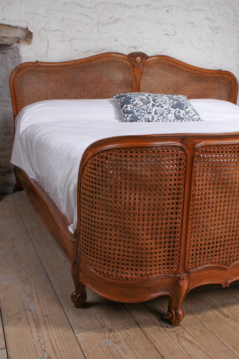 Fabulous French 2m x 2m caned corbeille style bed View VII