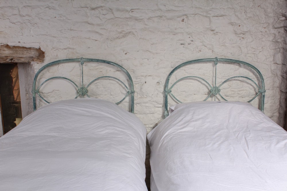 Lovely hand finished pair of iron single beds View II