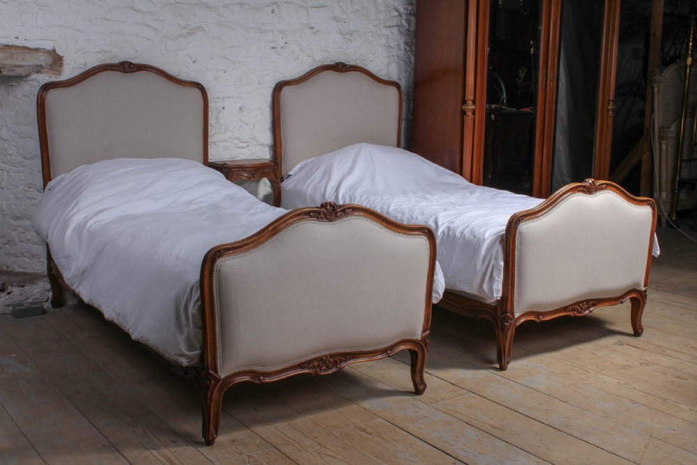 Nice pair of newly upholstered Louis XV style beds