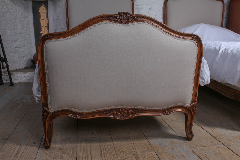 Nice pair of newly upholstered Louis XV style beds View III