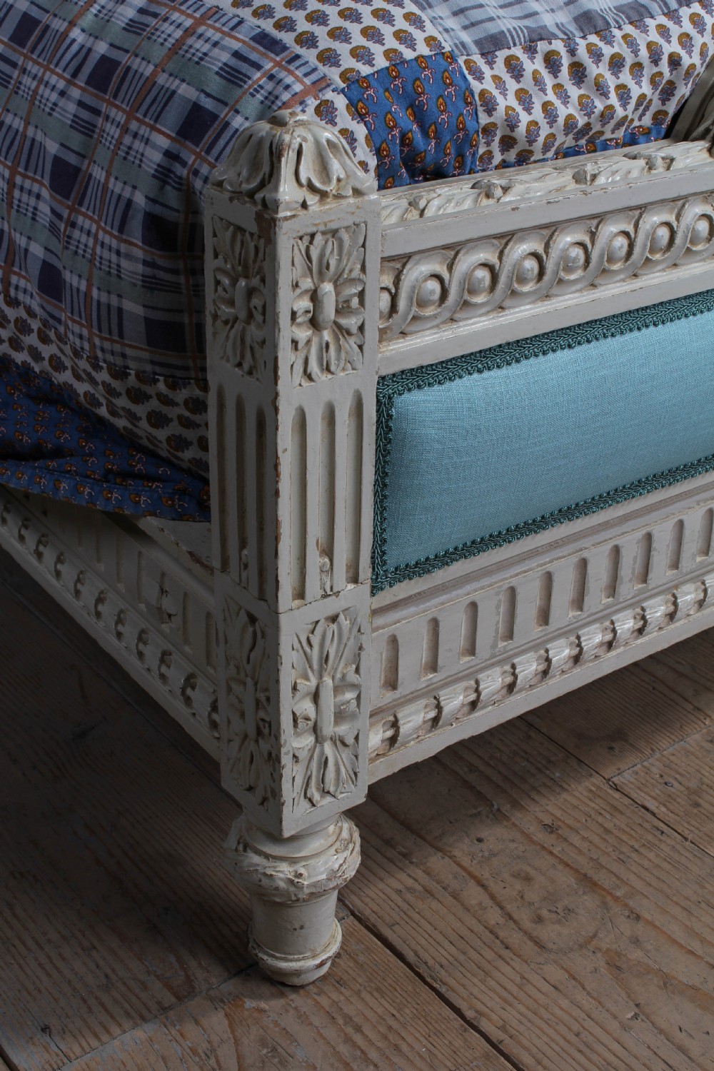European king size newly upholstered low end bed View II