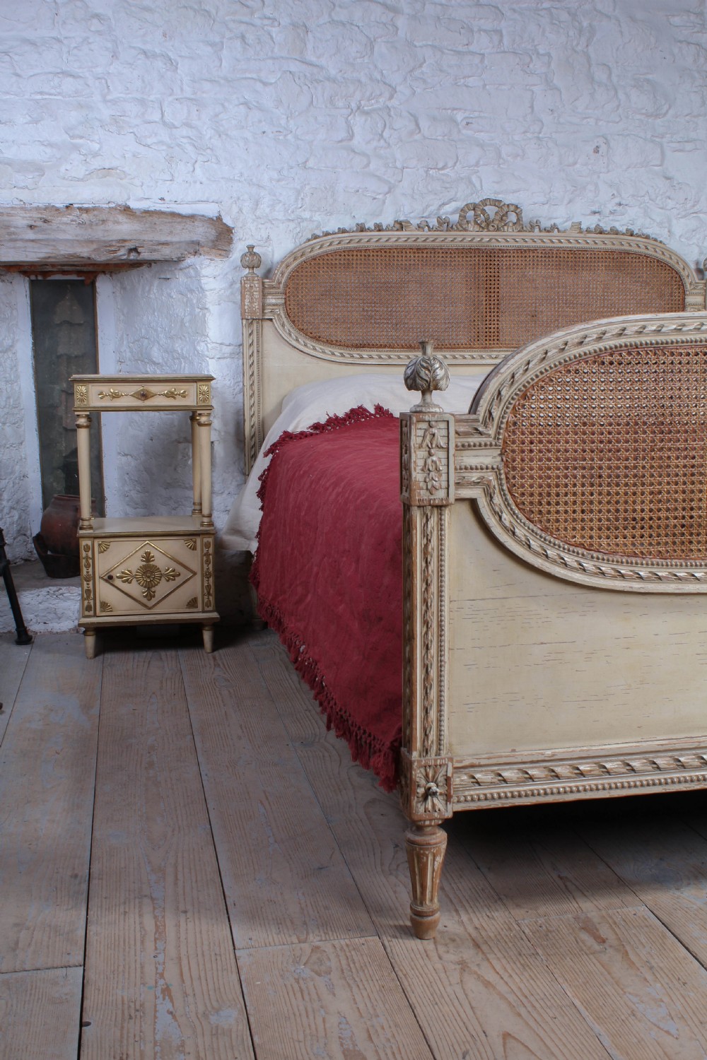 Fabulous French carved and caned king size bed View III