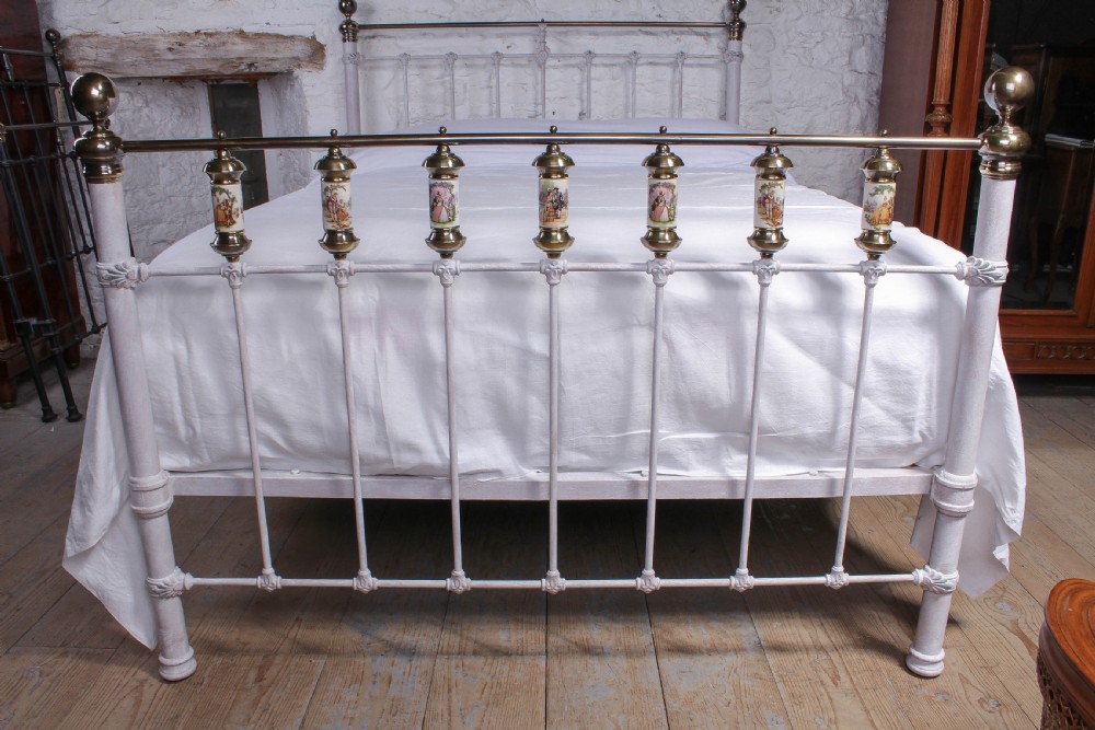 Very individual Victorian king size with porcelain scenes View II
