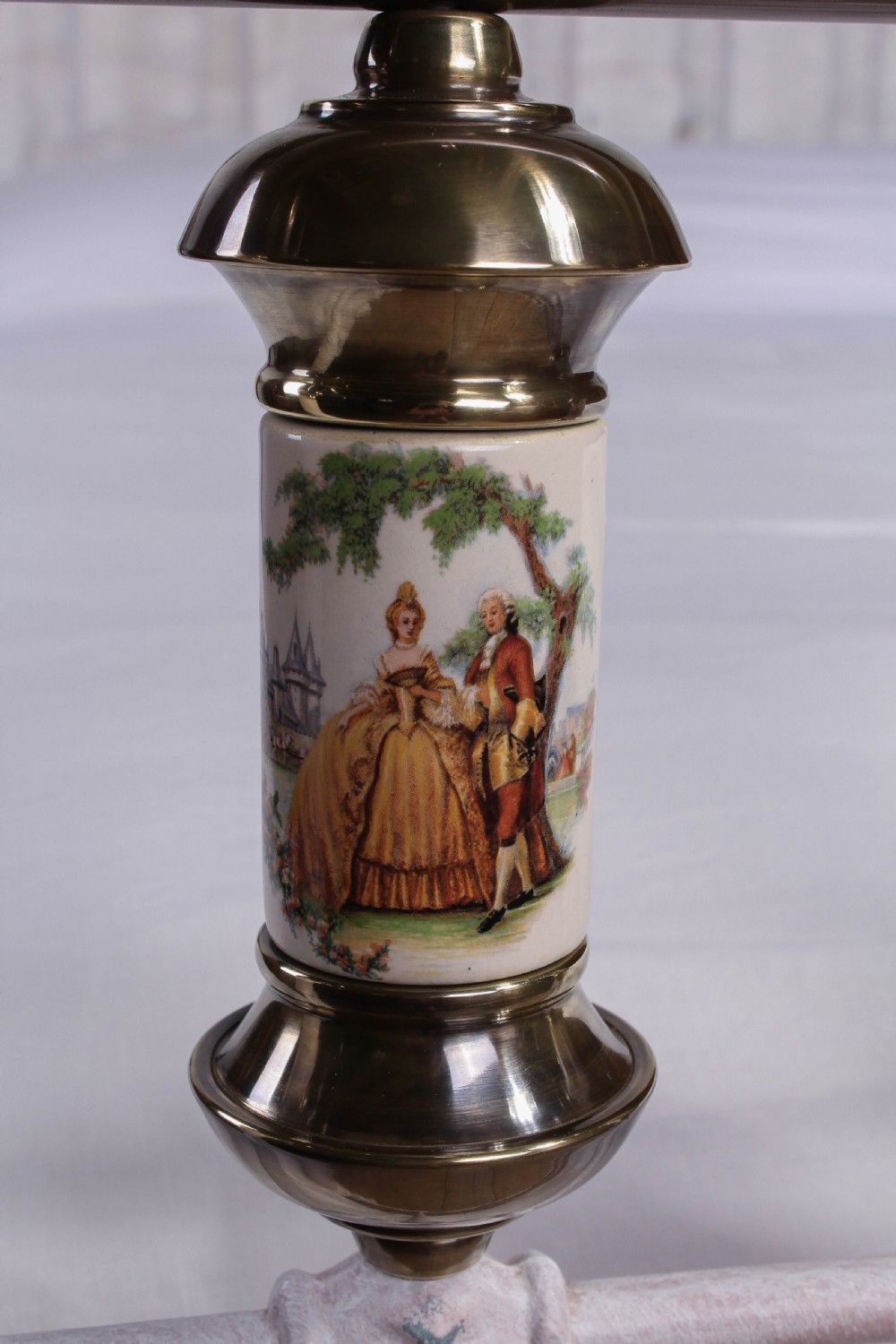 Very individual Victorian king size with porcelain scenes View V