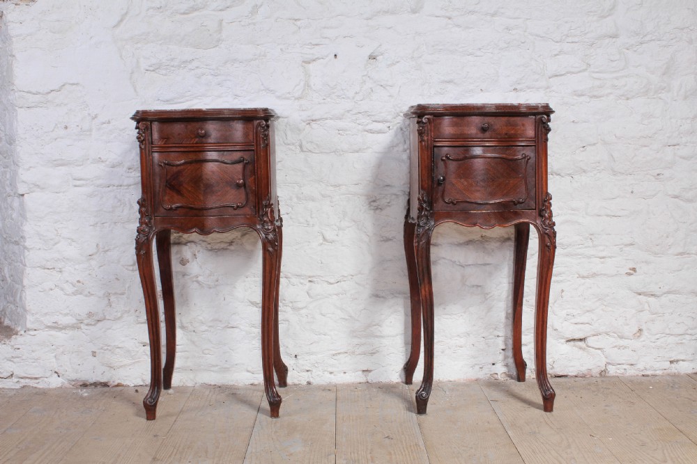 Very nice true pair of Rosewood Louis XV style bedsides View II