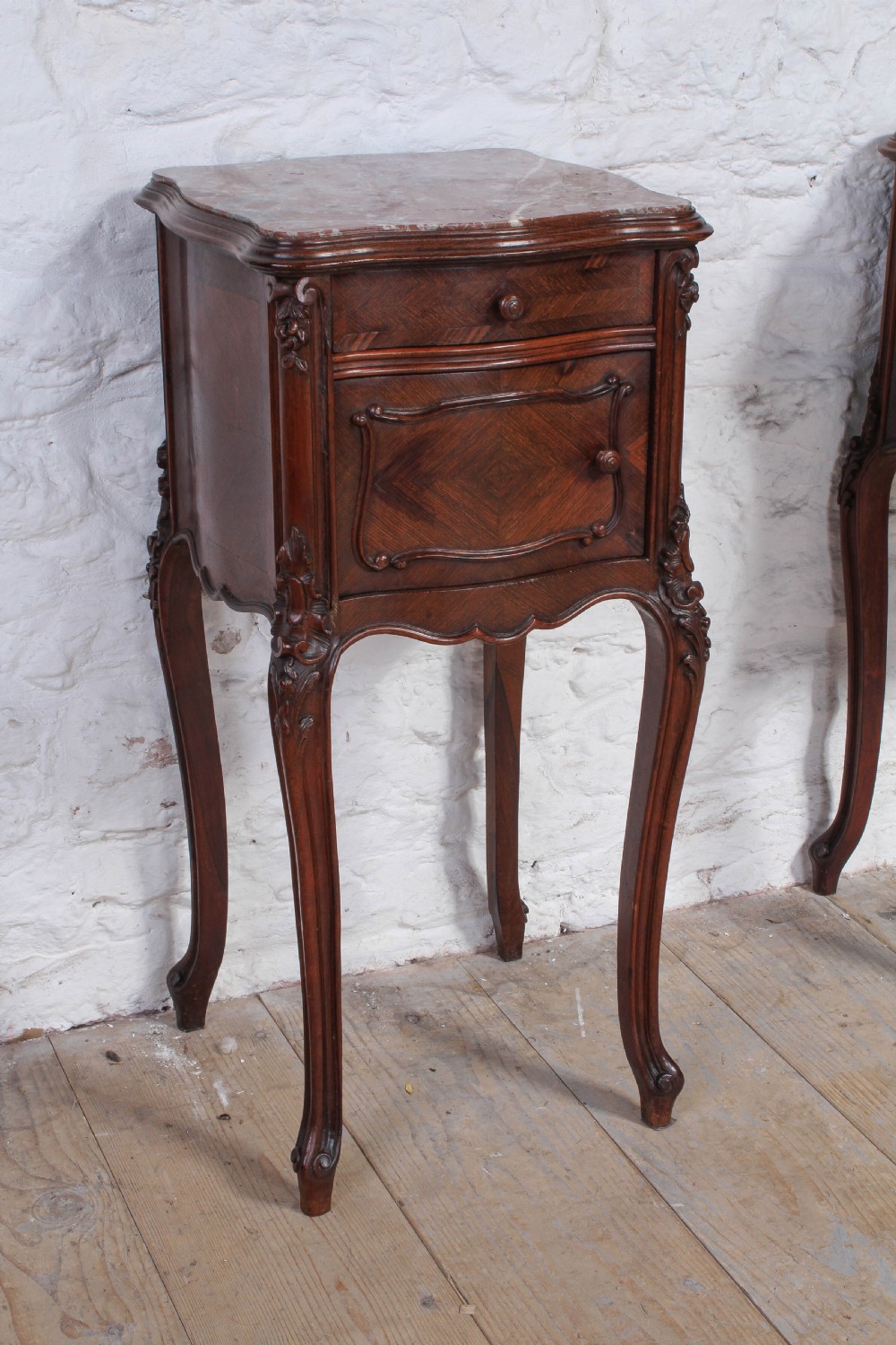 Very nice true pair of Rosewood Louis XV style bedsides View III