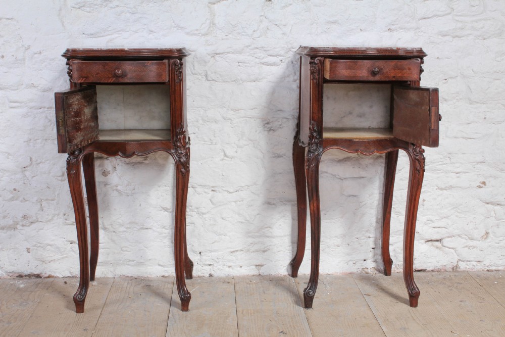 Very nice true pair of Rosewood Louis XV style bedsides View VII