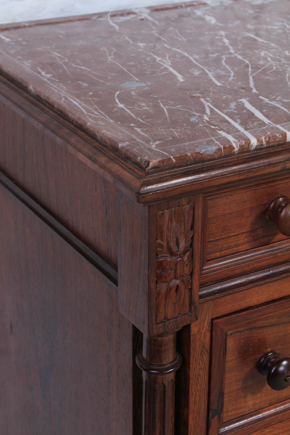Attractive tall walnut bedside with drawers View III