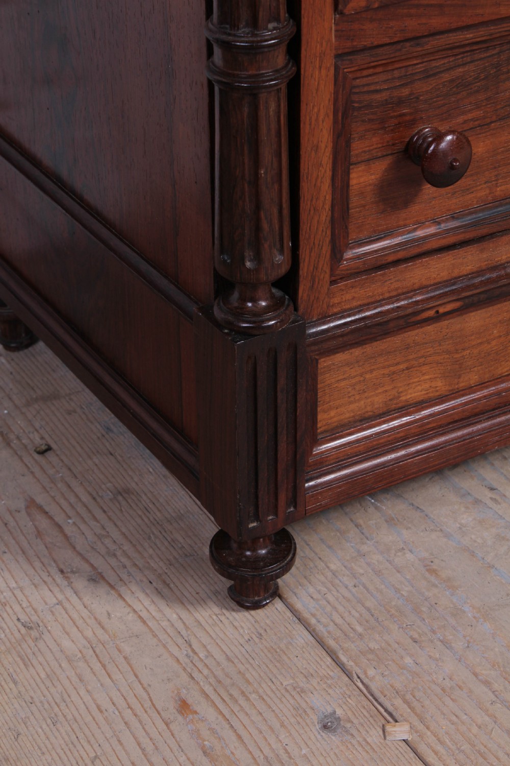 Attractive tall walnut bedside with drawers View IV