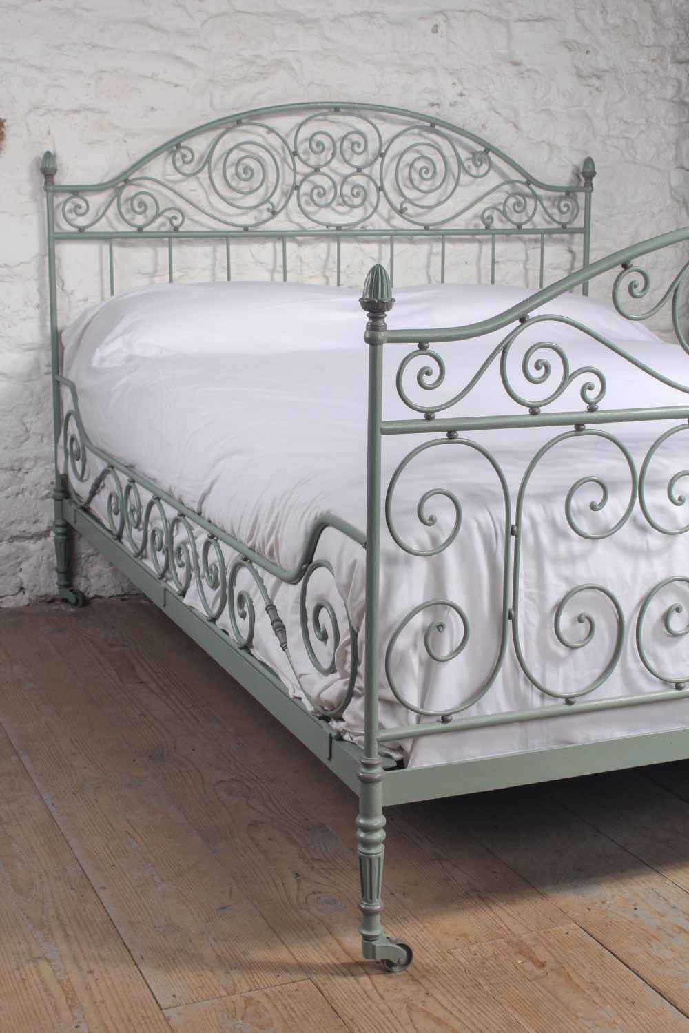  Beautiful and unusual hand forged and painted wrought iron French king size bed  View III