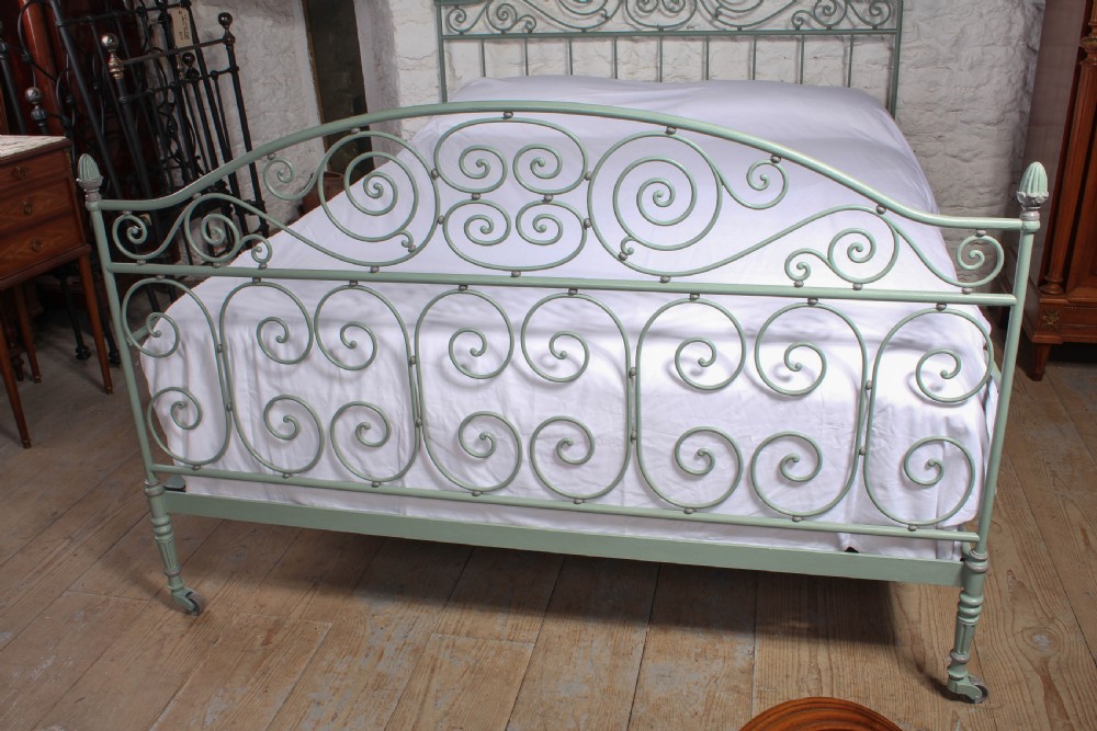  Beautiful and unusual hand forged and painted wrought iron French king size bed  View V