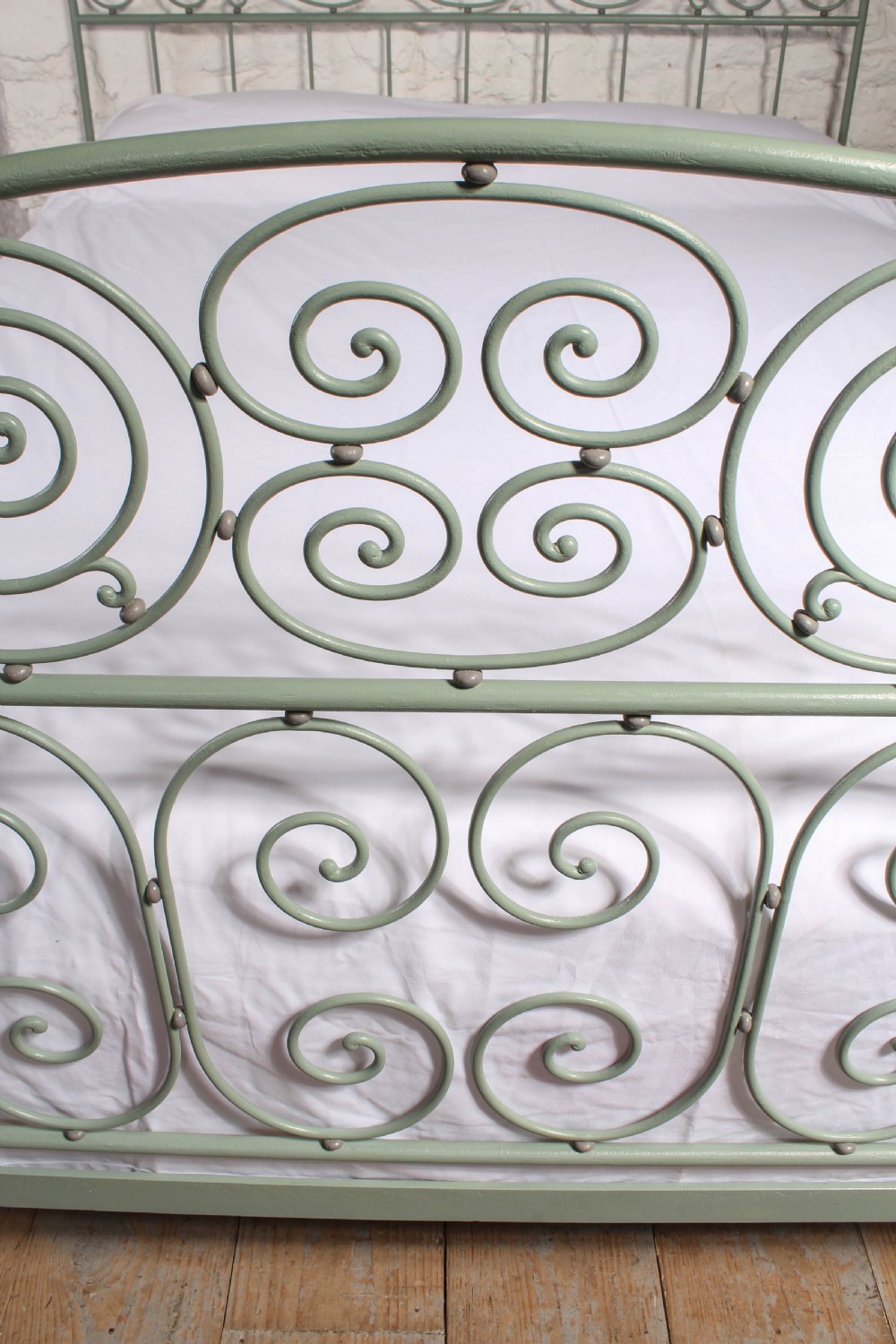  Beautiful and unusual hand forged and painted wrought iron French king size bed  View VI
