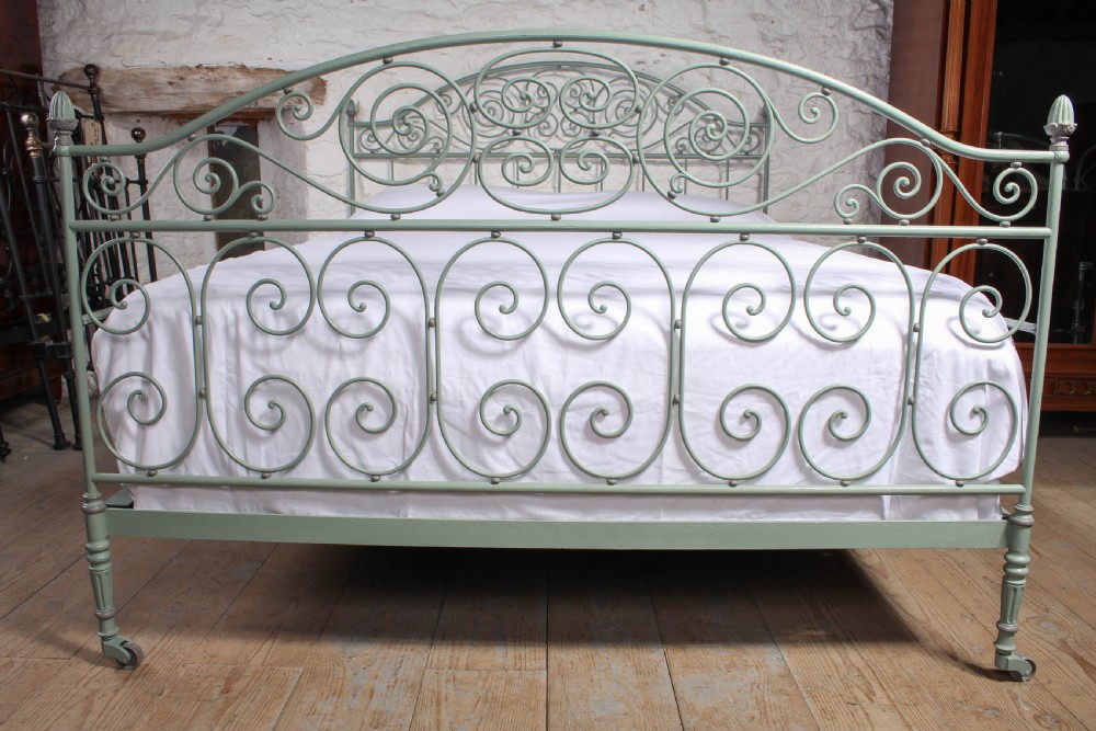  Beautiful and unusual hand forged and painted wrought iron French king size bed  View IX