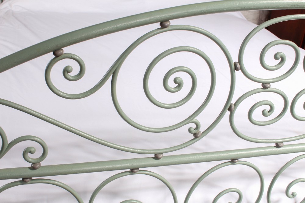  Beautiful and unusual hand forged and painted wrought iron French king size bed  View X