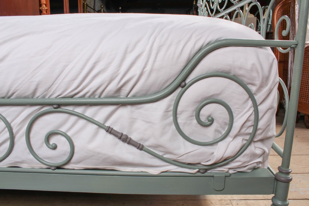  Beautiful and unusual hand forged and painted wrought iron French king size bed  View XI