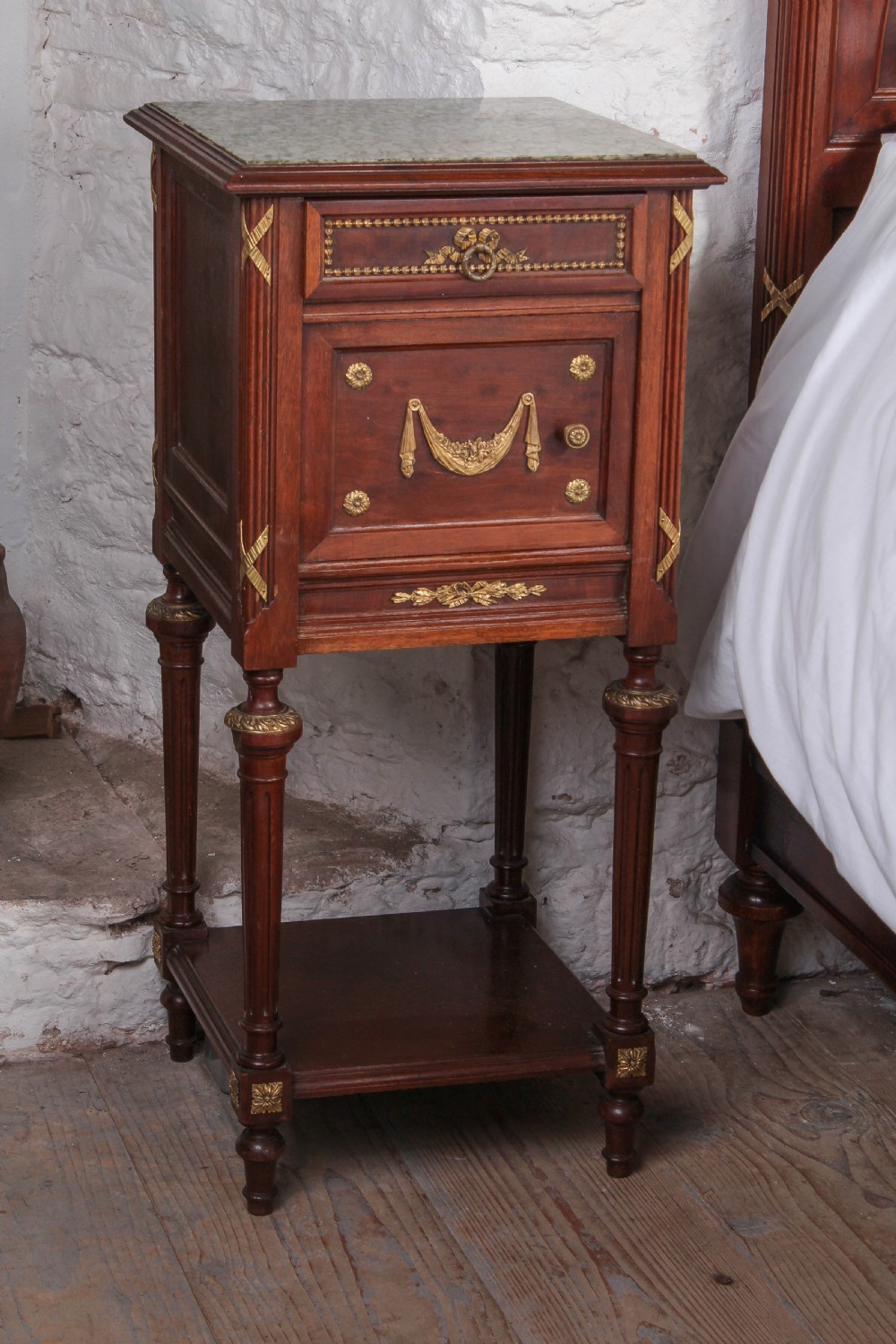 Handsome Mahogany and fruit wood king size bed with matching bedsides  View IV