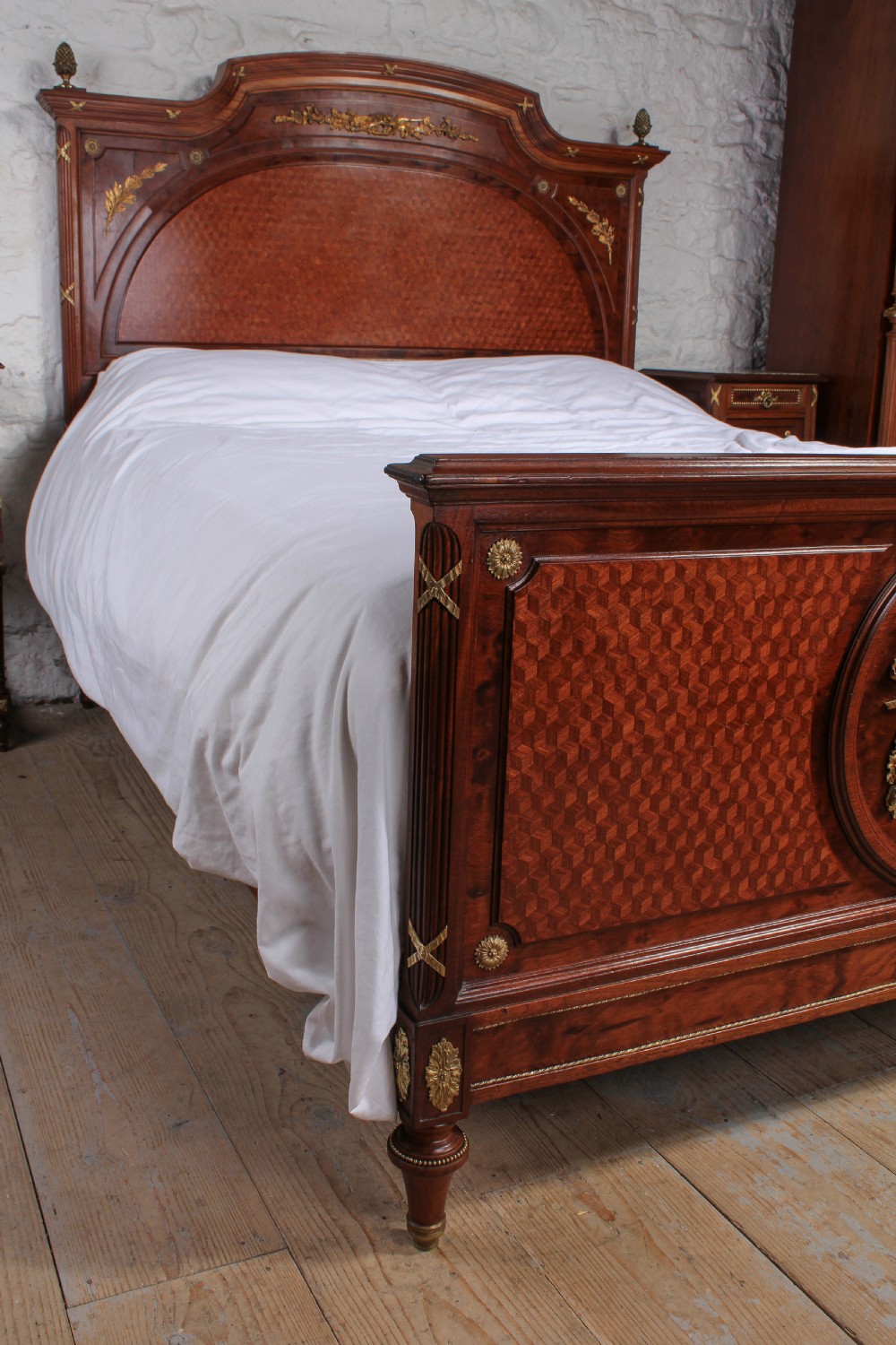 Handsome Mahogany and fruit wood king size bed with matching bedsides  View VI
