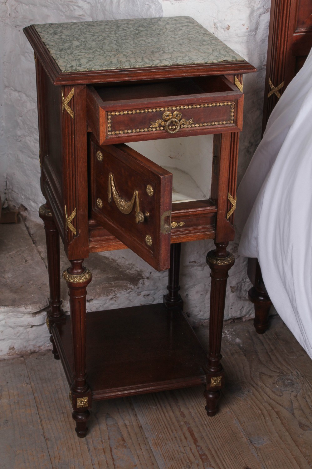 Handsome Mahogany and fruit wood king size bed with matching bedsides  View IX