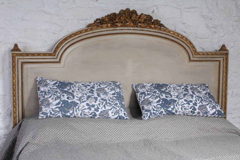 Absolutely stunning original European king size gilded and painted wooden French Bed View II