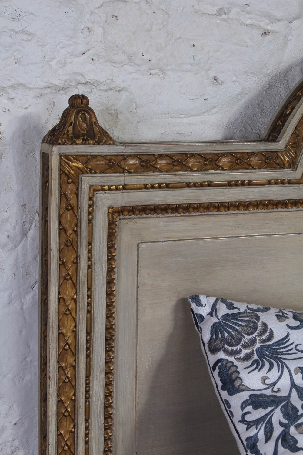 Absolutely stunning original European king size gilded and painted wooden French Bed View VII