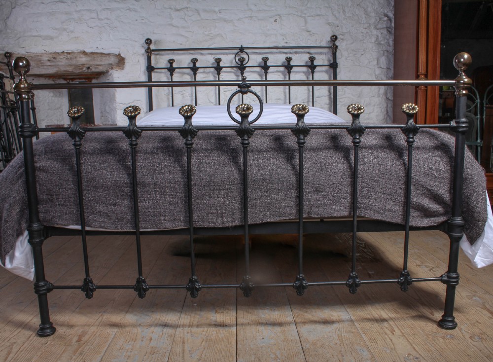 Very individual and rare king size brass and iron bed View III