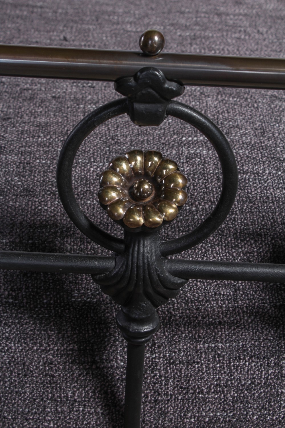 Very individual and rare king size brass and iron bed View IV