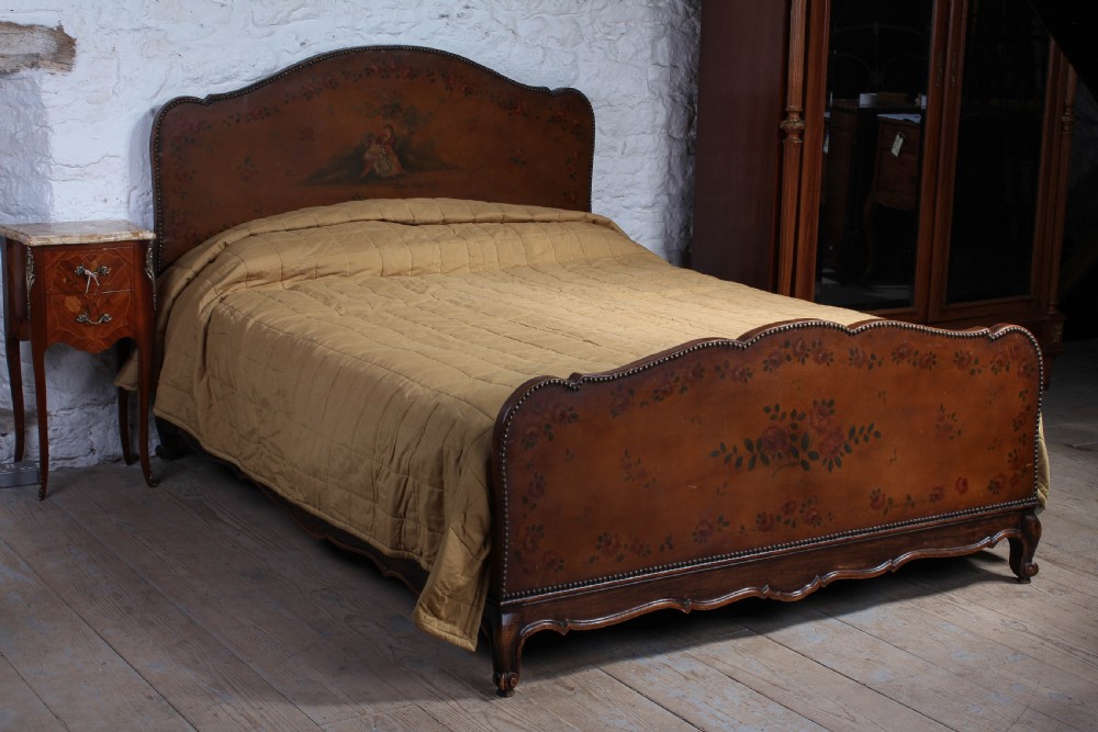 Very unusual French leather upholstered king size bed