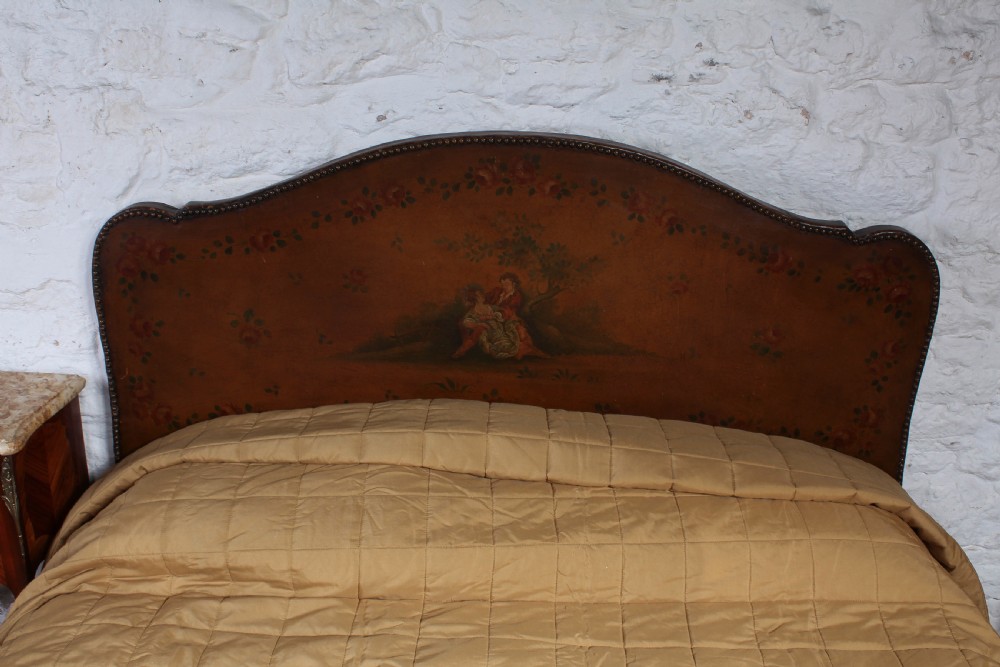 Very unusual French leather upholstered king size bed View II
