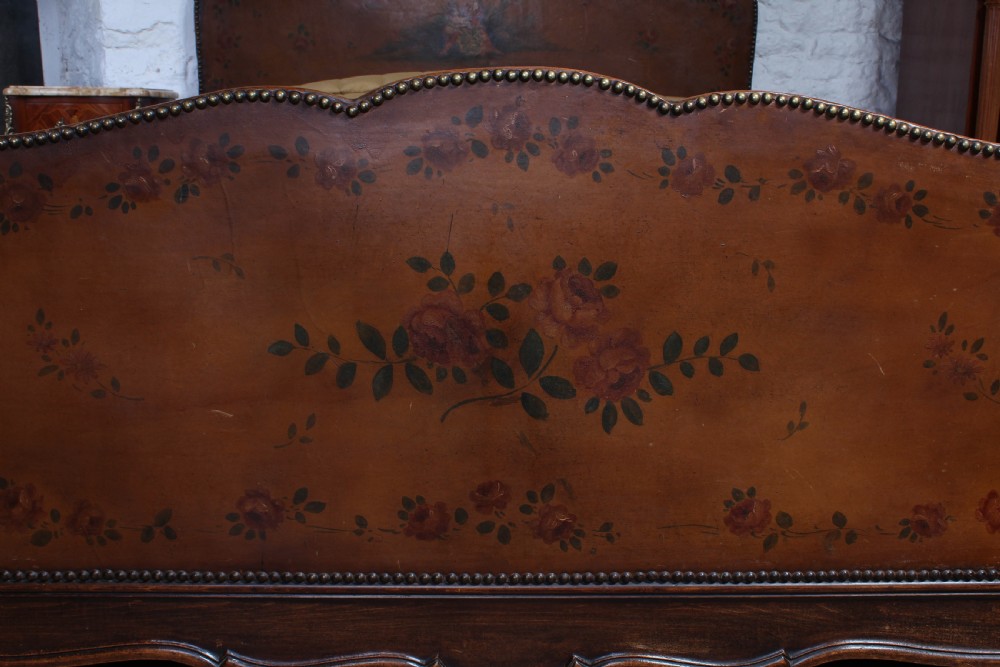 Very unusual French leather upholstered king size bed View V