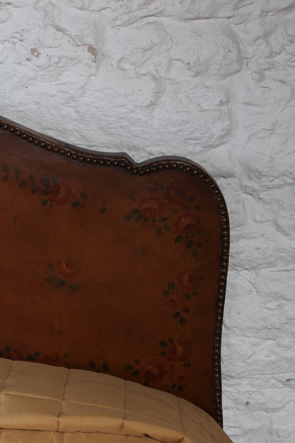 Very unusual French leather upholstered king size bed View VII