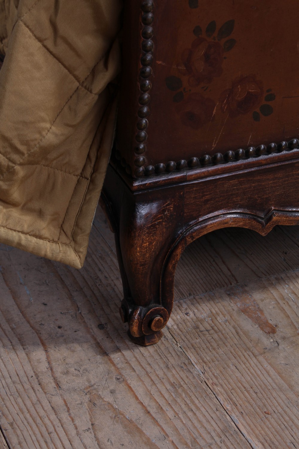 Very unusual French leather upholstered king size bed View VIII
