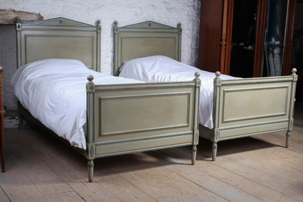 Nice Pair of Directoire style French painted single  beds (can be joined)