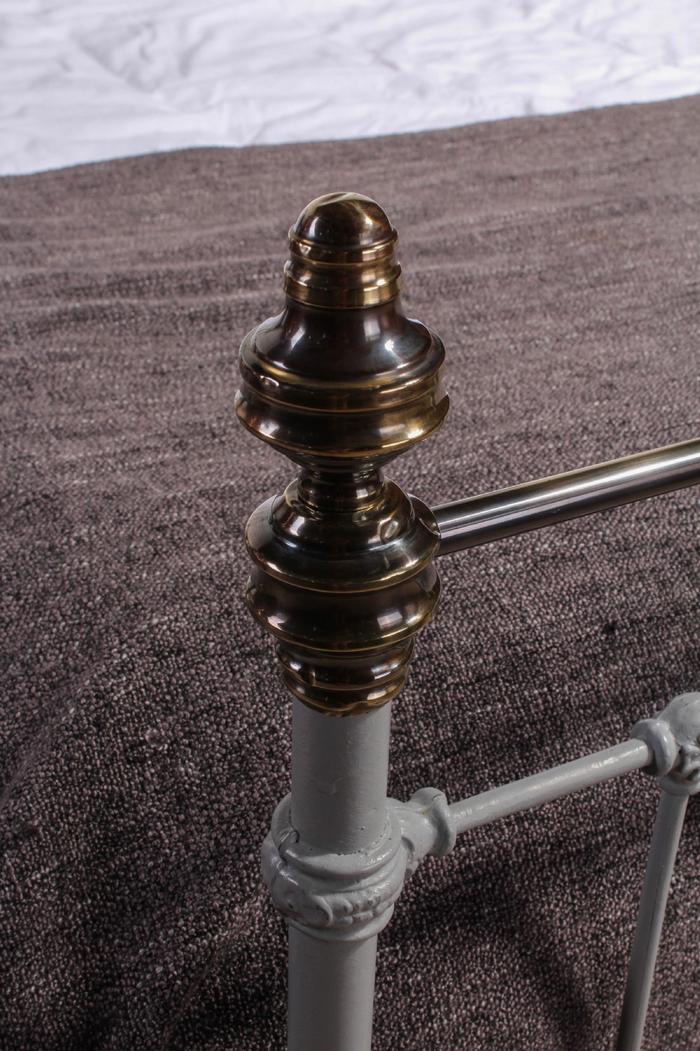 Classic Victorian French king size brass and iron bed View II