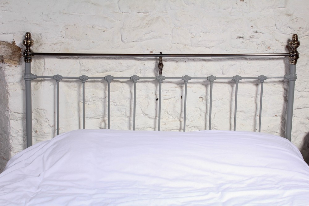 Classic Victorian French king size brass and iron bed View V
