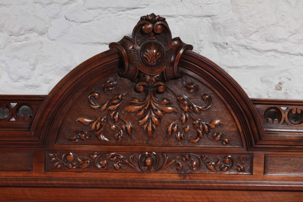 Very handsome carved solid walnut double bed View III